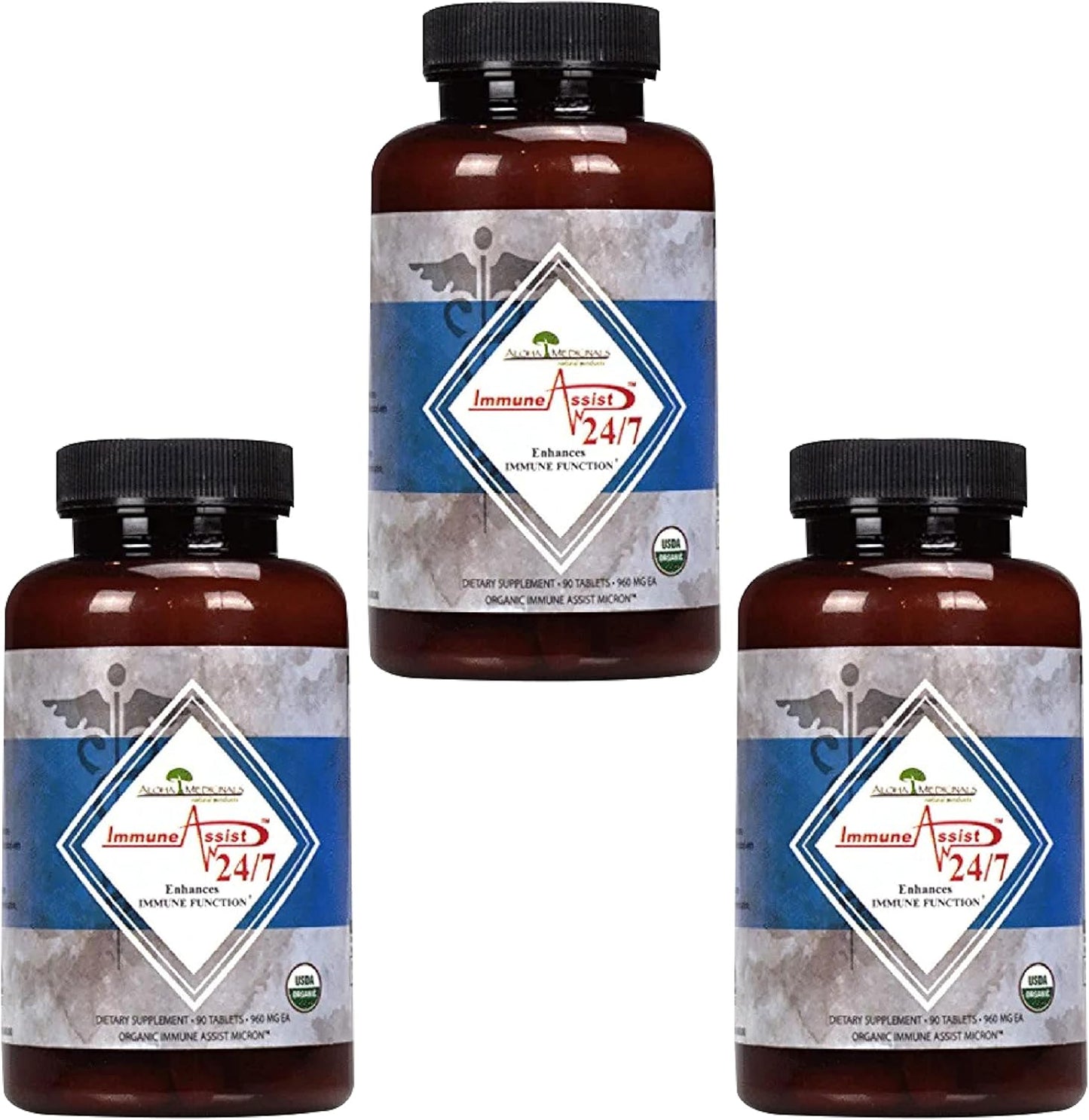 Organic Mushroom Immune Support Supplement - Aloha Medicinals Immune Assist 24/7, 90 Tablets x 3 Pack