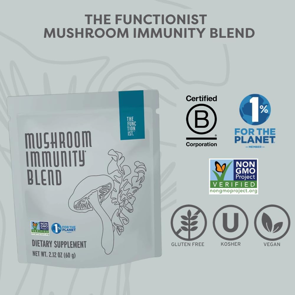Organic Mushroom Immunity Blend with Superfoods for Gut and Immune Health, 2.12 oz
