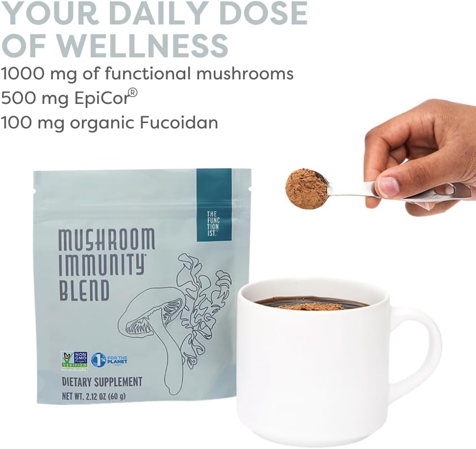 Organic Mushroom Immunity Blend with Superfoods for Gut and Immune Health, 2.12 oz