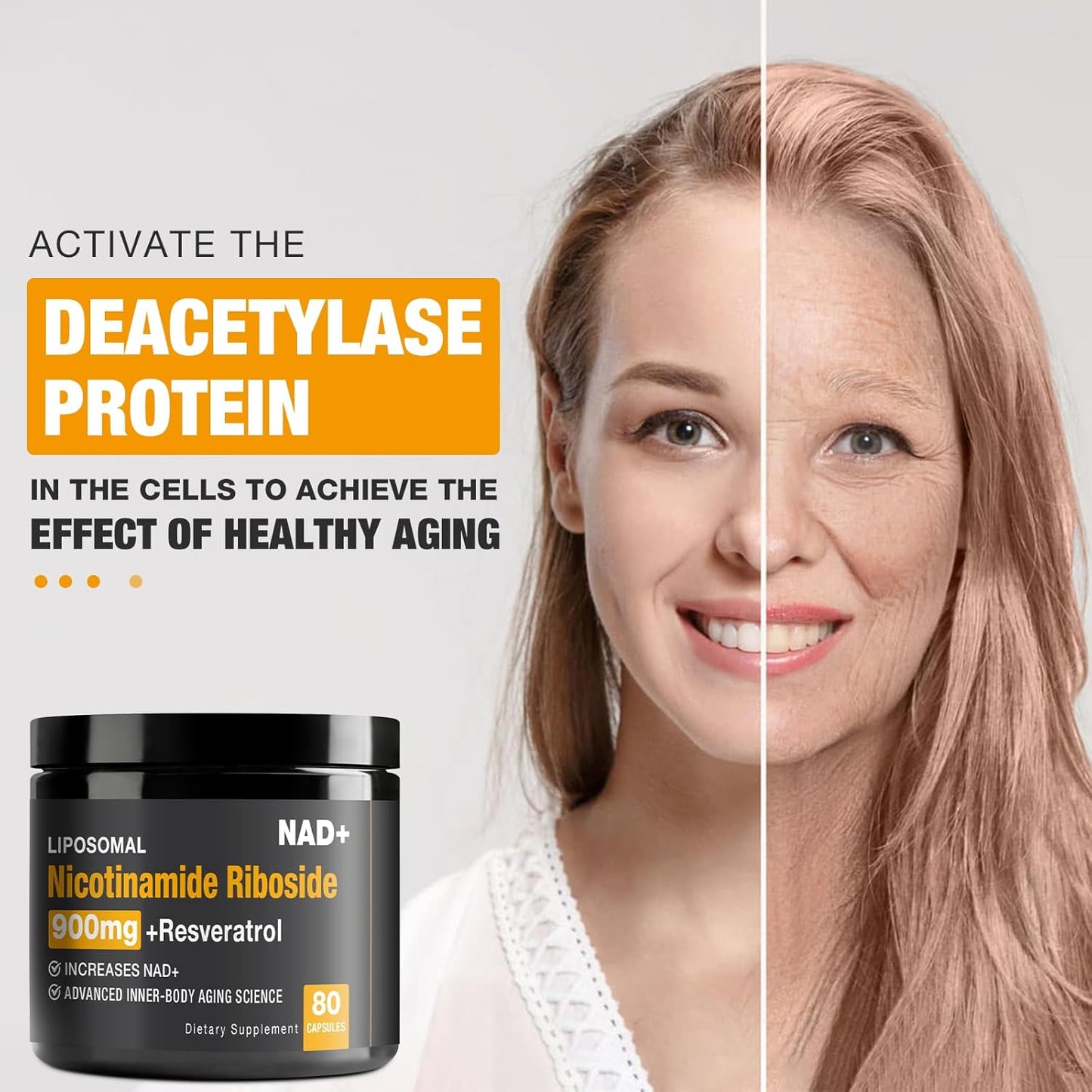 Organic NAD+ Supplement with NR and Resveratrol Quercetin for Healthy Aging and Brain Function - 2 Pack