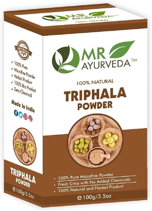 Organic Natural Triphala Powder for Hair, Face, and Skin | Chemical-Free | 100g