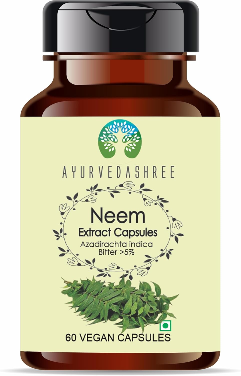Organic Neem Extract Capsules - 500mg - 60 Count | Ayurvedic Supplement | Vegan & Gluten-Free | GMP Certified