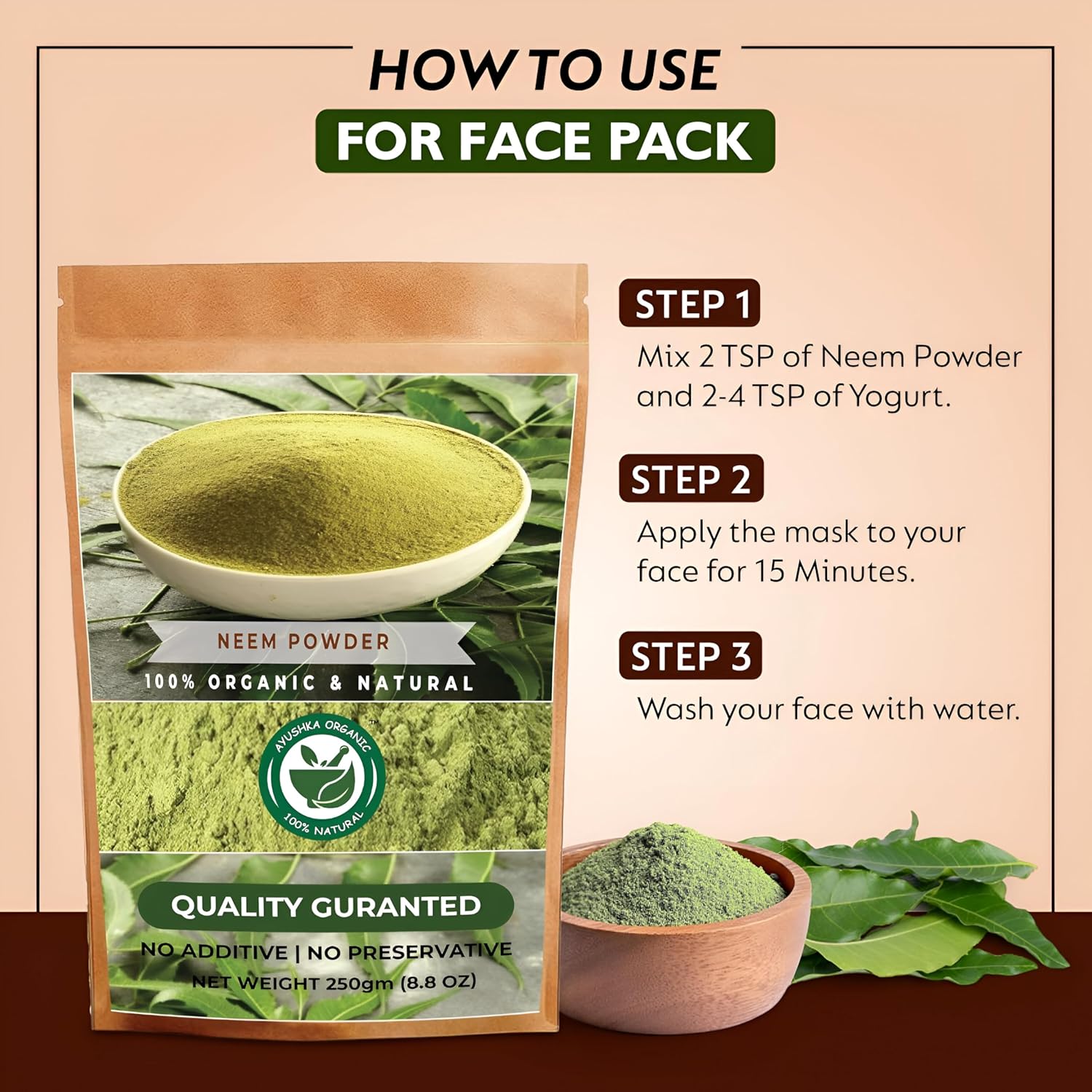 Organic Neem Powder: Herbal Supplement for Skin & Hair Care | Azadirachta Indica | 17.7 OZ (500 gm)