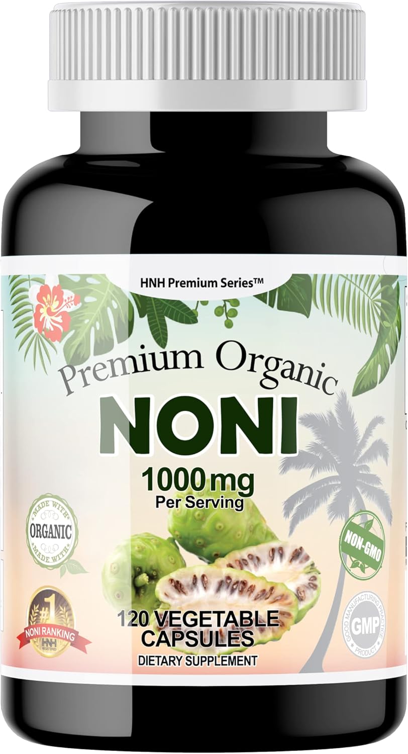 Organic Noni 1000mg Capsules - Pure Antioxidant Immune Support - Morinda Citrifolia Extract - Vegan, Non-GMO - 120ct.