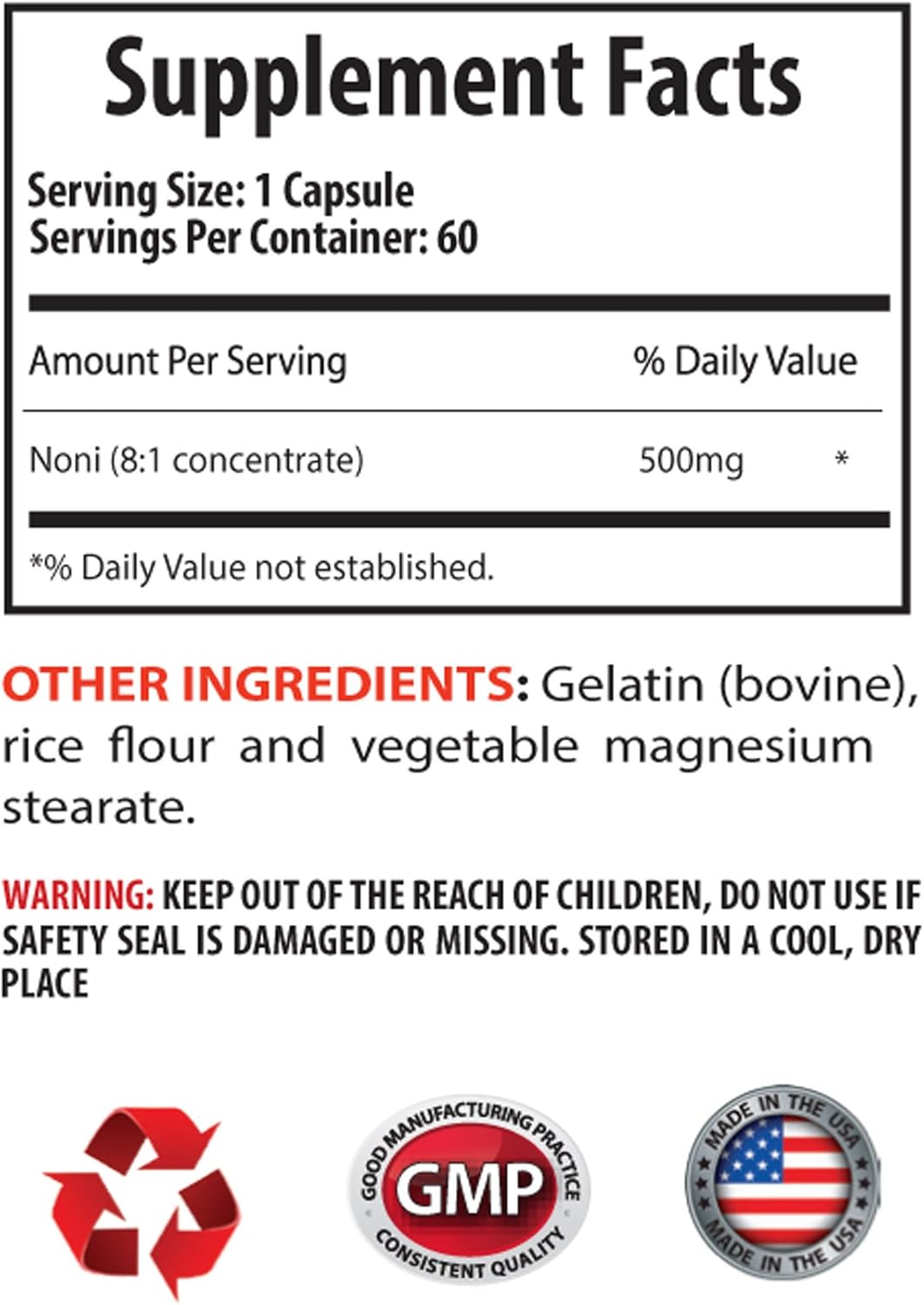 Organic Noni Extract Capsules for Energy Boost, Focus, and Anti-Aging - 2 Bottles, 120 Capsules