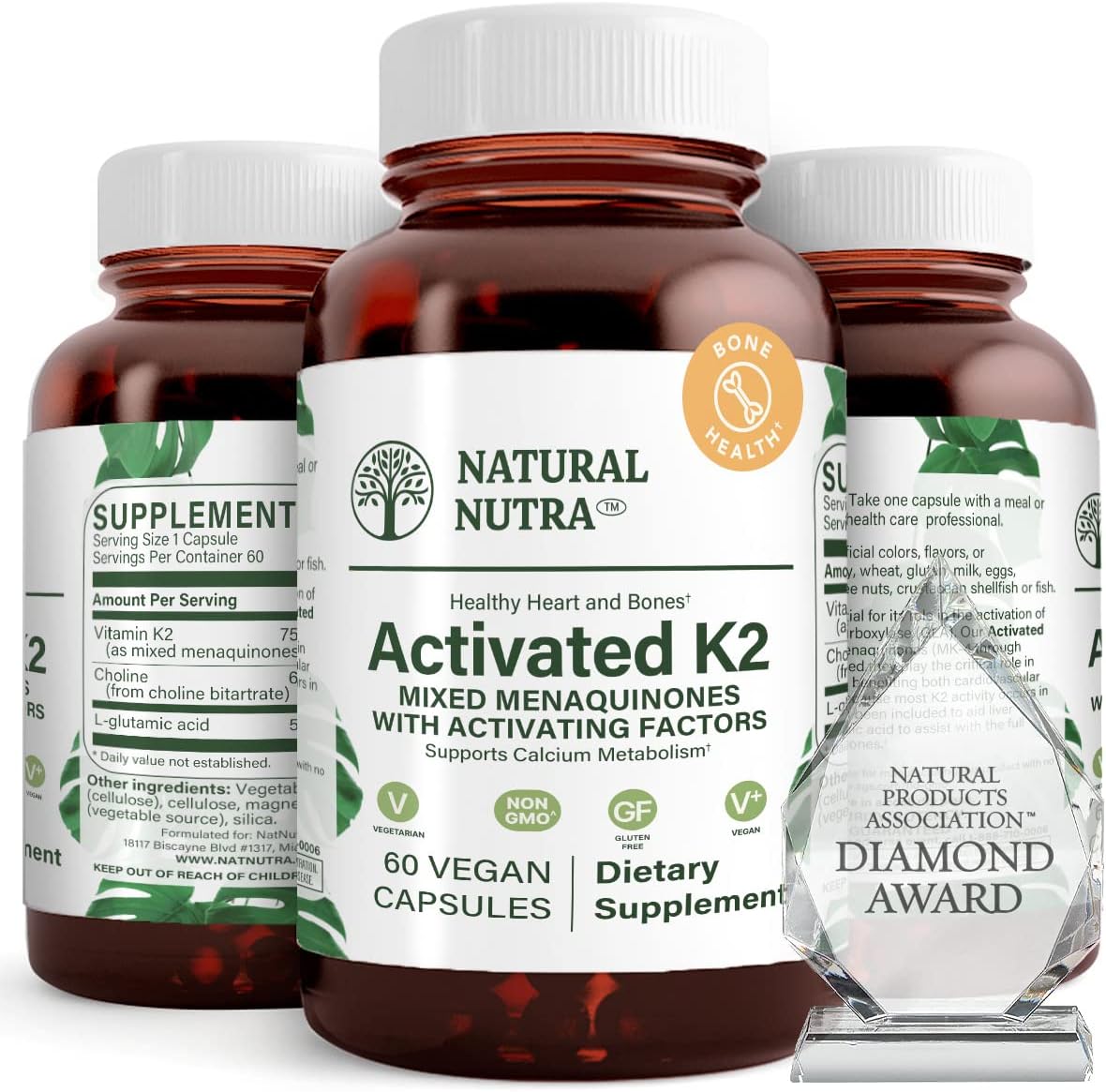 Organic Nutra Vitamin K2 Full Spectrum Supplement for Cardiovascular and Metabolic Health - 75 mcg, 60 Capsules (2 Pack)