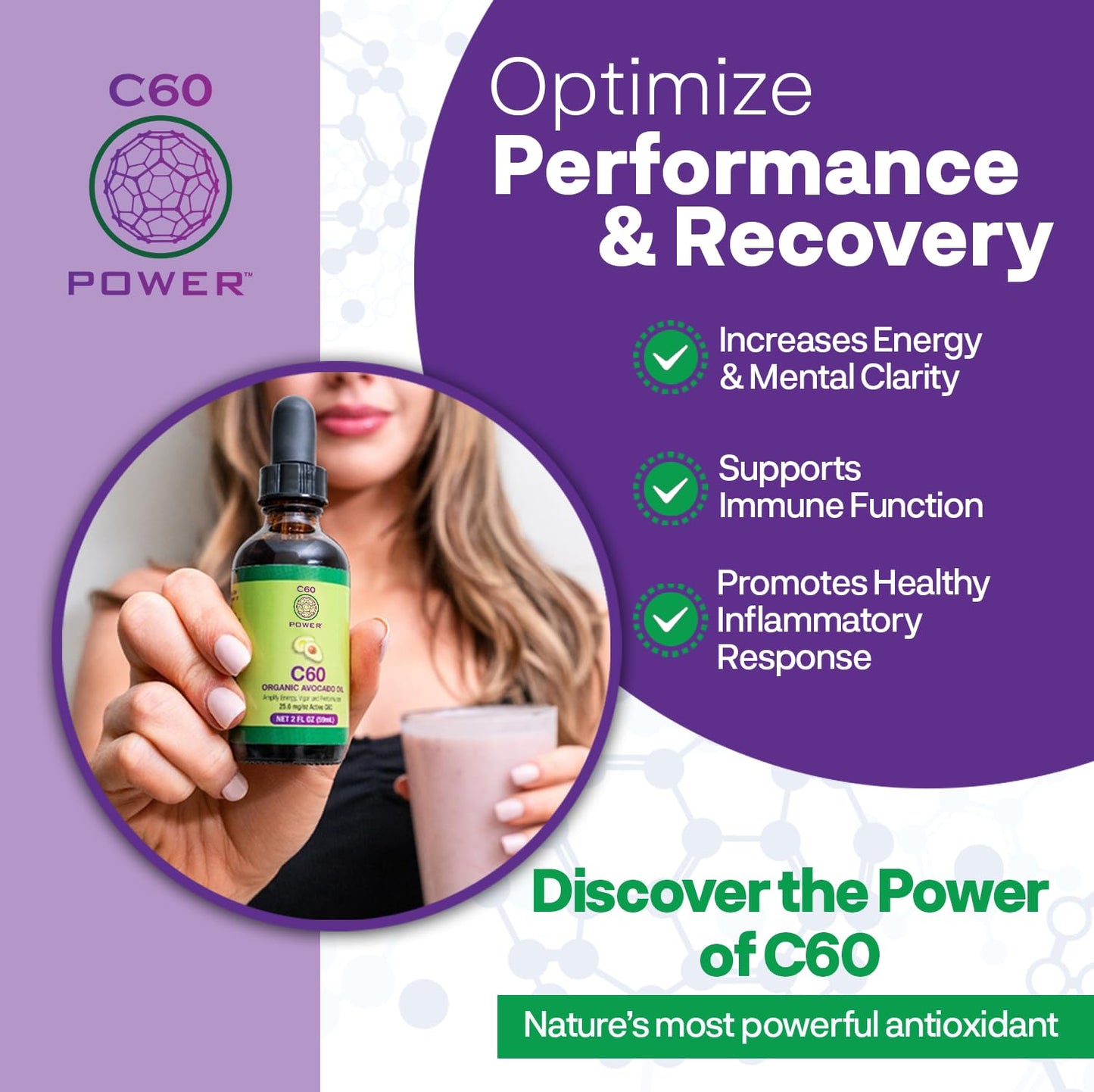 Organic Oil Kit with C60 Purple Power for Optimal Mitochondrial Function and Reduced Oxidative Burden