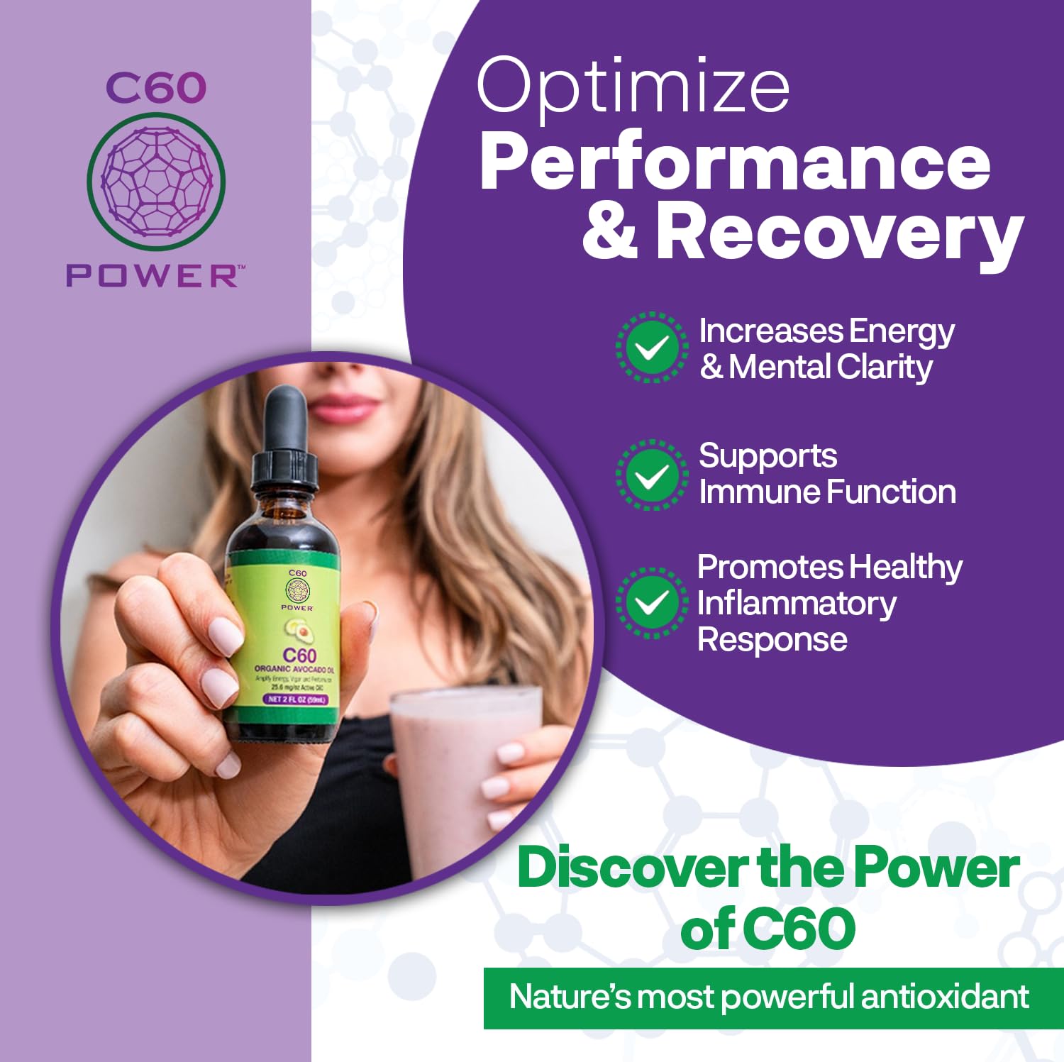 Organic Oil Kit with C60 Purple Power for Optimal Mitochondrial Function and Reduced Oxidative Burden