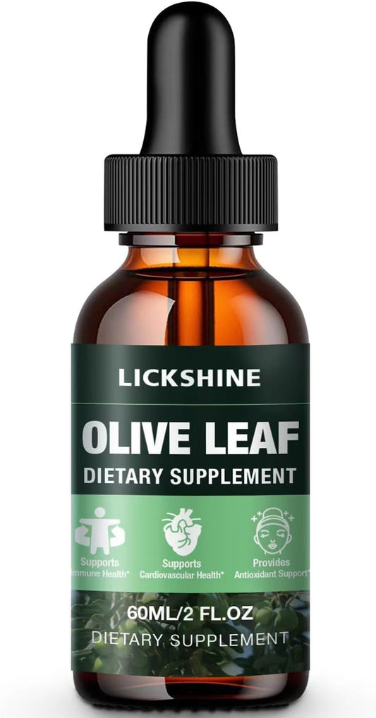 Organic Olive Leaf Liquid Extract 1000MG - Immune & Heart Support Supplement - Vegan, Non-GMO, Gluten-Free - 2 Fl Oz Bottle for Better Absorption