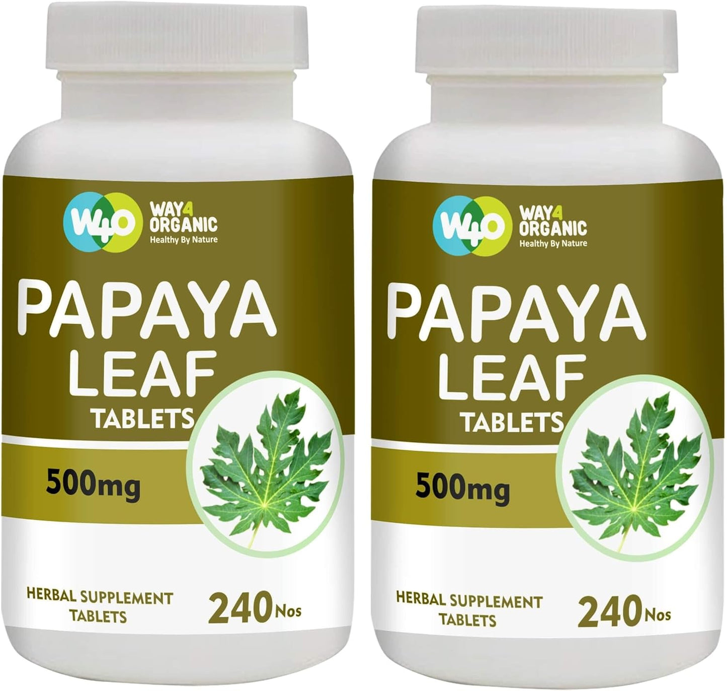 Organic Papaya Leaf Extract Capsules 500mg - 240 Pills, Immunity & Digestion Support - 4 Month Supply