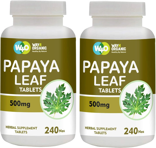 Organic Papaya Leaf Extract Capsules 500mg - 240 Pills, Immunity & Digestion Support - 4 Month Supply