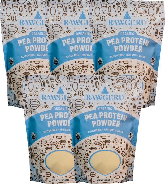 Organic Pea Protein Powder 16 oz - Pack of 5 | USDA Organic | Gluten Free | Non-GMO | Vegan | Plant-Based Protein Powder