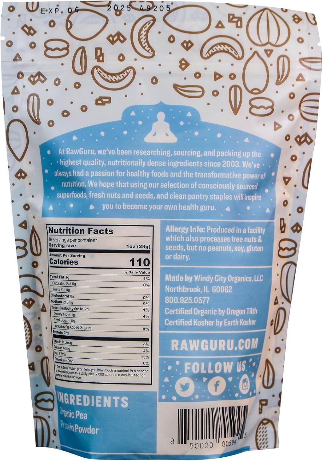 Organic Pea Protein Powder 16 oz - Pack of 5 | USDA Organic | Gluten Free | Non-GMO | Vegan | Plant-Based Protein Powder