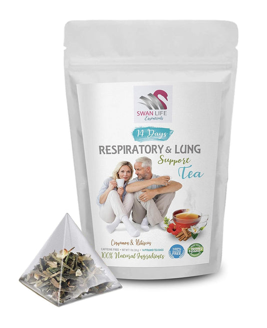 Organic Peppermint Tea for Respiratory and Lung Support - Herbal Tea Blend with Astragalus, Cinnamon, and Hibiscus - 14 Day Supply