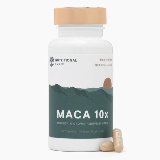 Organic Peruvian Maca Root Capsules - 10:1 Concentration, Vegan Supplement - 60 ct.