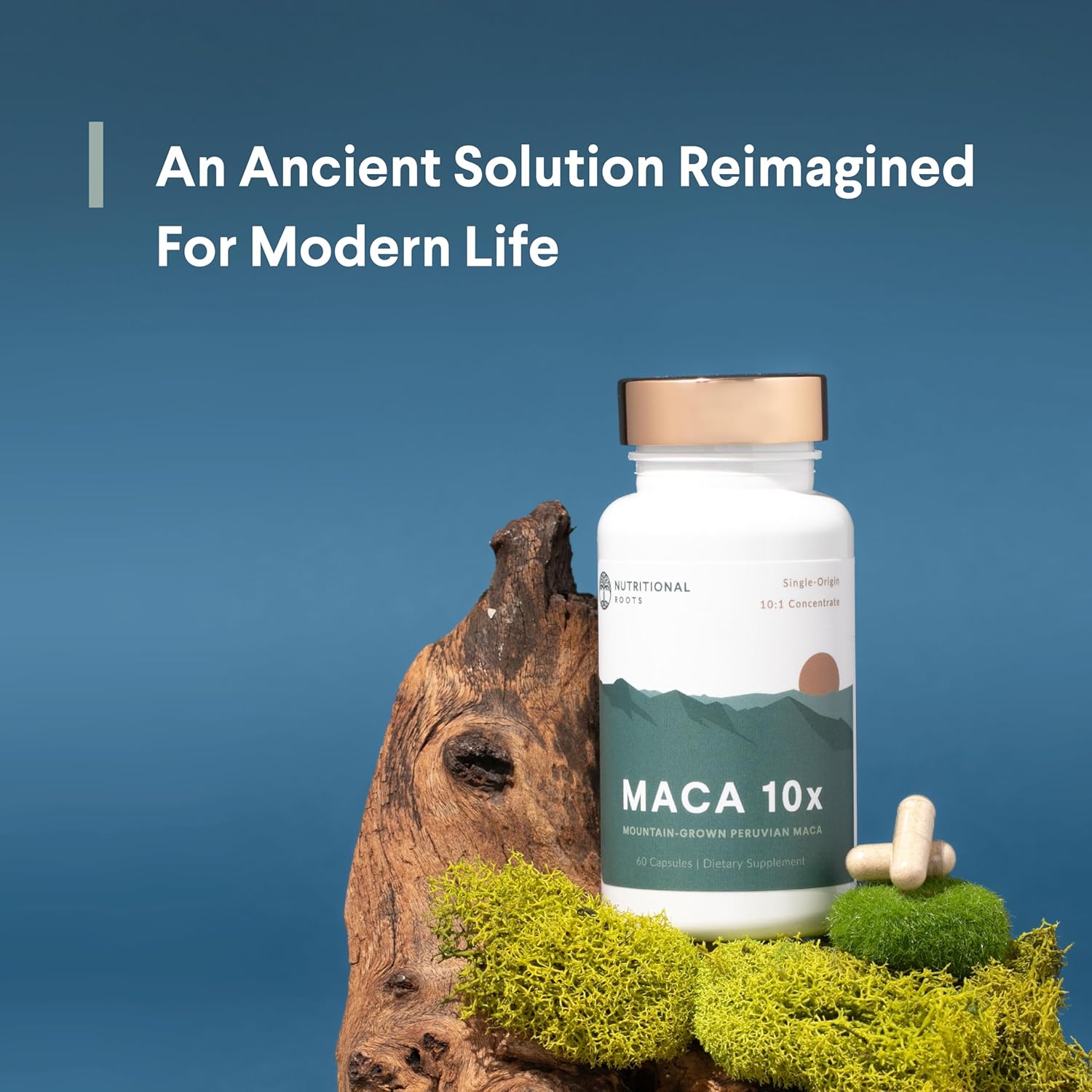 Organic Peruvian Maca Root Capsules - 10:1 Concentration, Vegan Supplement - 60 ct.