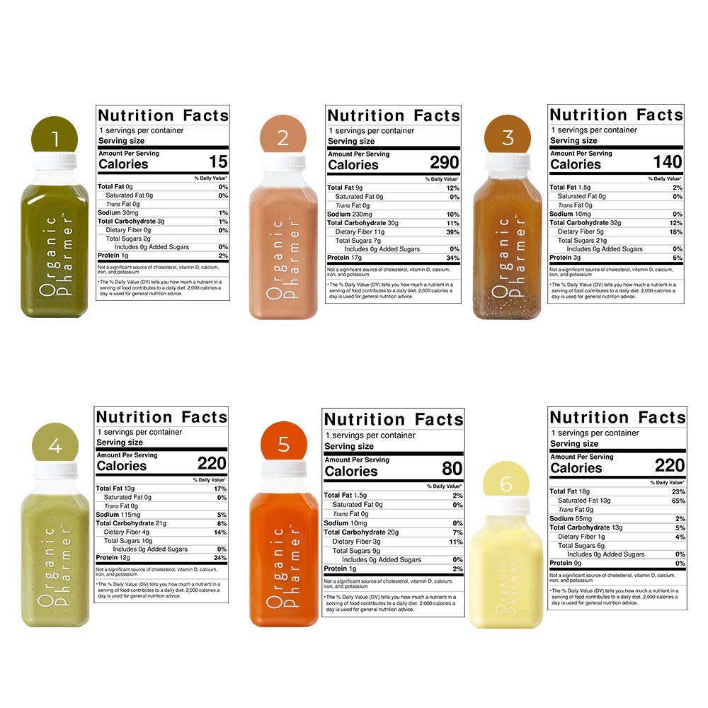 Organic Pharmer 3-Day Anti Inflammatory Juice Cleanse - Alpha Green, Trainer, Happy Gut, Marathon, Flow, Relax - 18 Pack