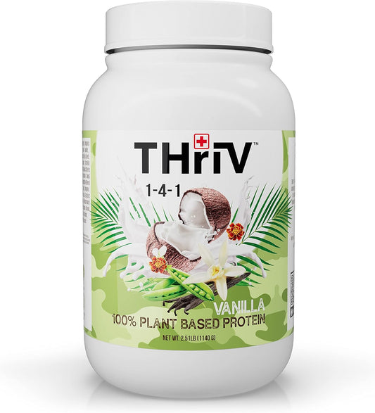 Organic Plant-Based Protein Powder - Vegan Chocolate or Vanilla, Non-GMO, Gluten-Free, Dairy-Free - 2.5lb (1,140g) Powder - Thriv THriV Nutrition