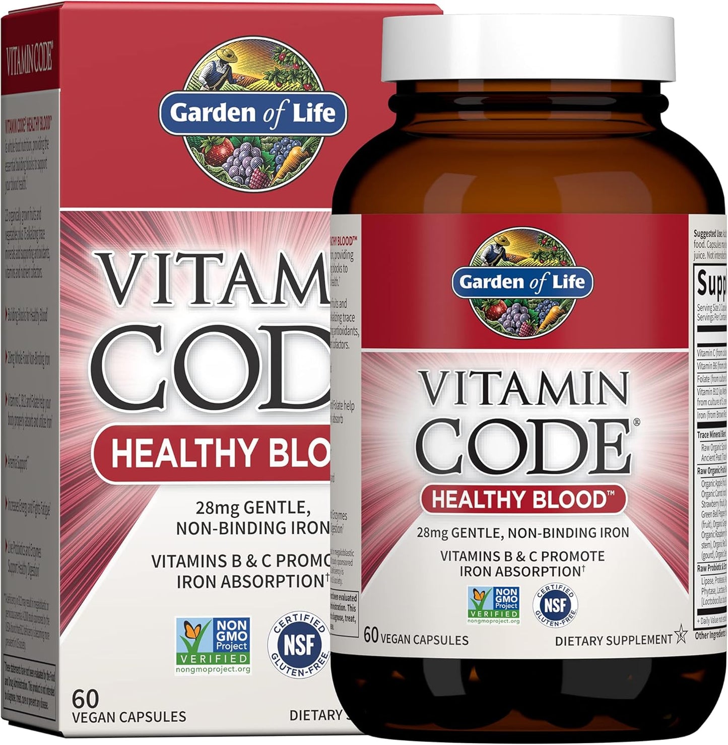 Organic Plant Calcium with Magnesium, Vitamin D3, K2 MK7, and Iron for Anemia Support by Garden of Life