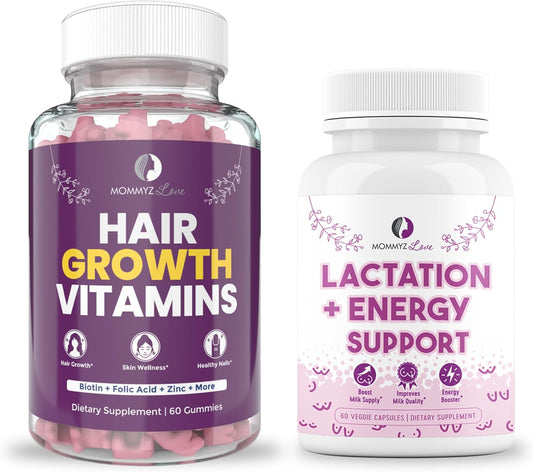 Organic Postnatal Lactation Supplement with Biotin Gummies for Hair, Skin, Nails, Milk Supply, and Energy Boost