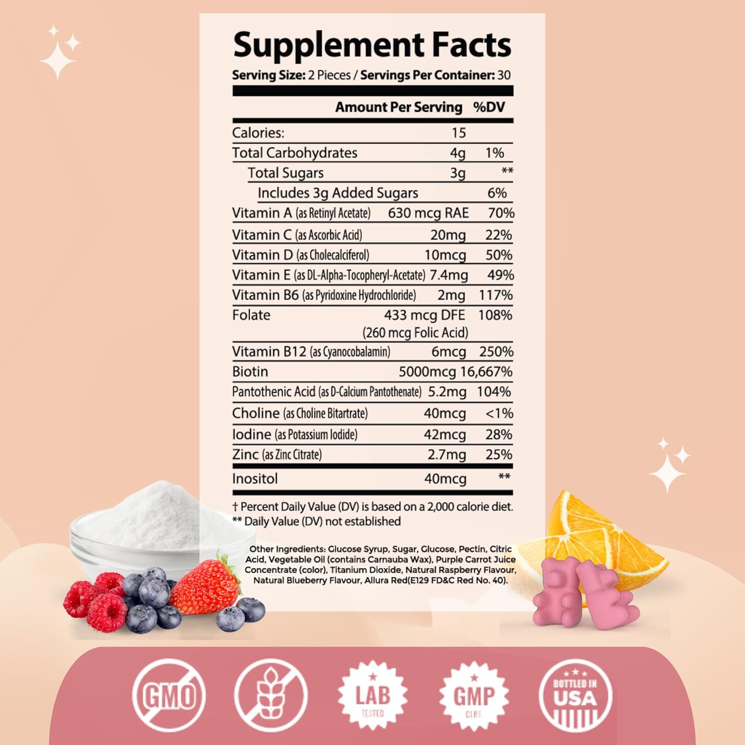 Organic Postnatal Lactation Supplement with Biotin Gummies for Hair, Skin, Nails, Milk Supply, and Energy Boost