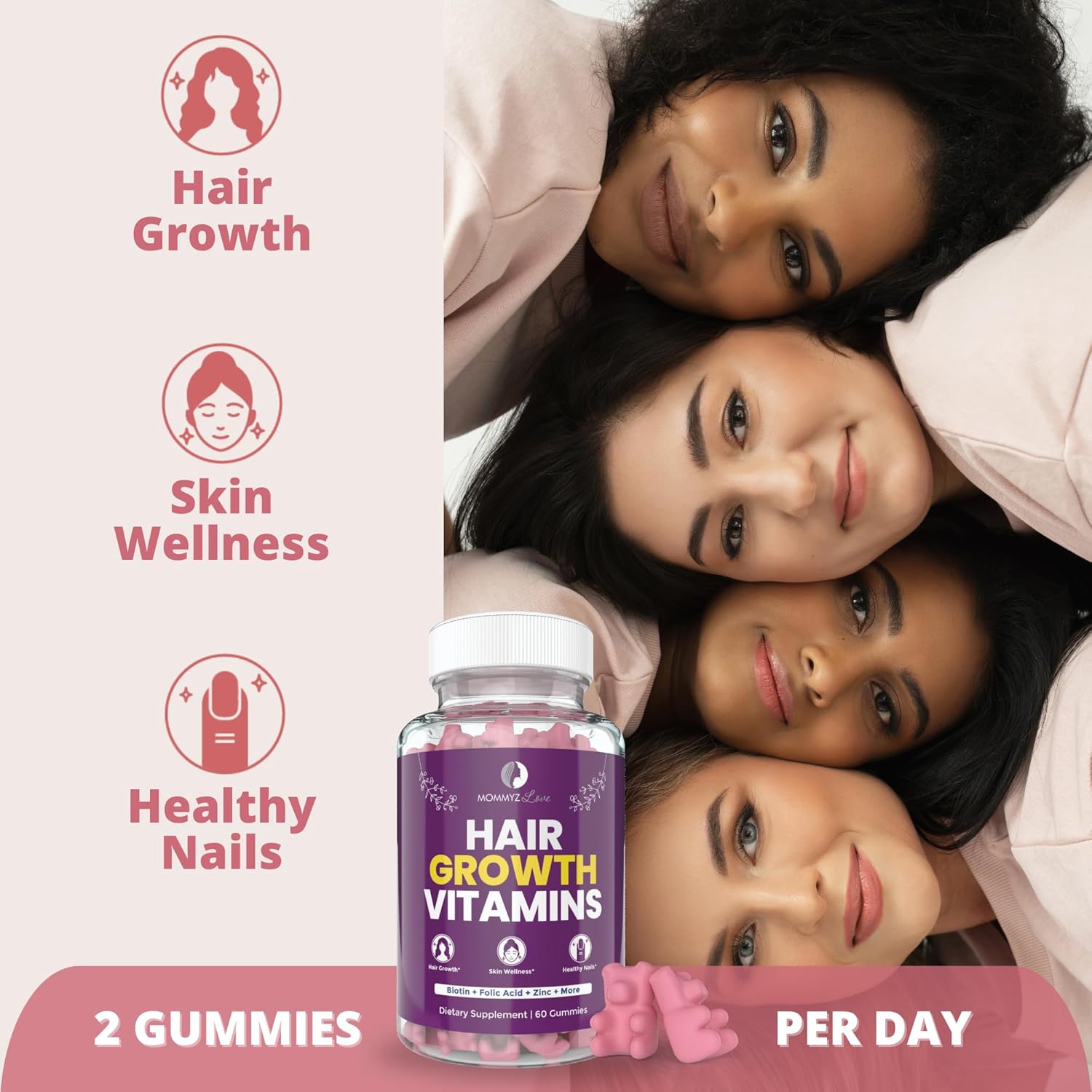 Organic Postnatal Lactation Supplement with Biotin Gummies for Hair, Skin, Nails, Milk Supply, and Energy Boost