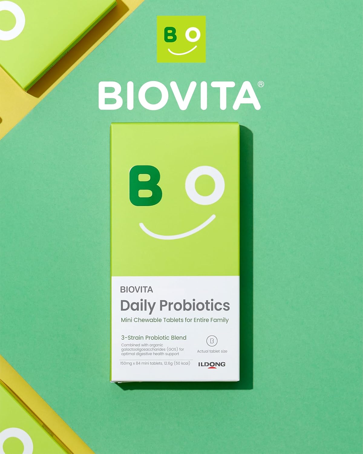 Organic Prebiotic Family Probiotic Mini Tablets (84ct, 28 Days) - Chewable Synbiotic Supplement for Gut Health & Digestion