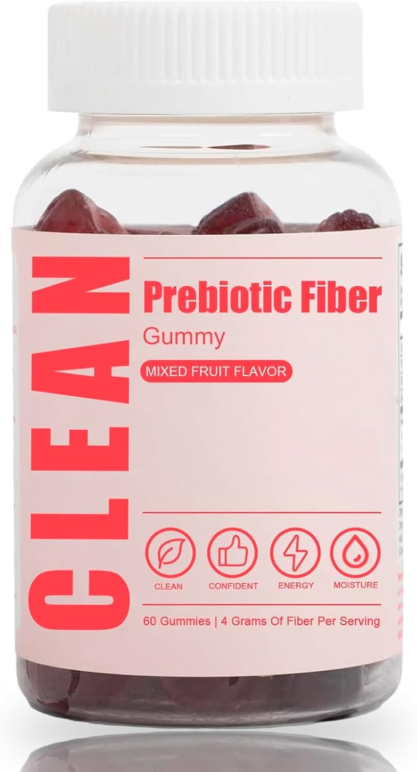 Organic Prebiotic Fiber Gummies for Men - 60 Count - Digestive Gut Health Supplement with Clean Ingredients