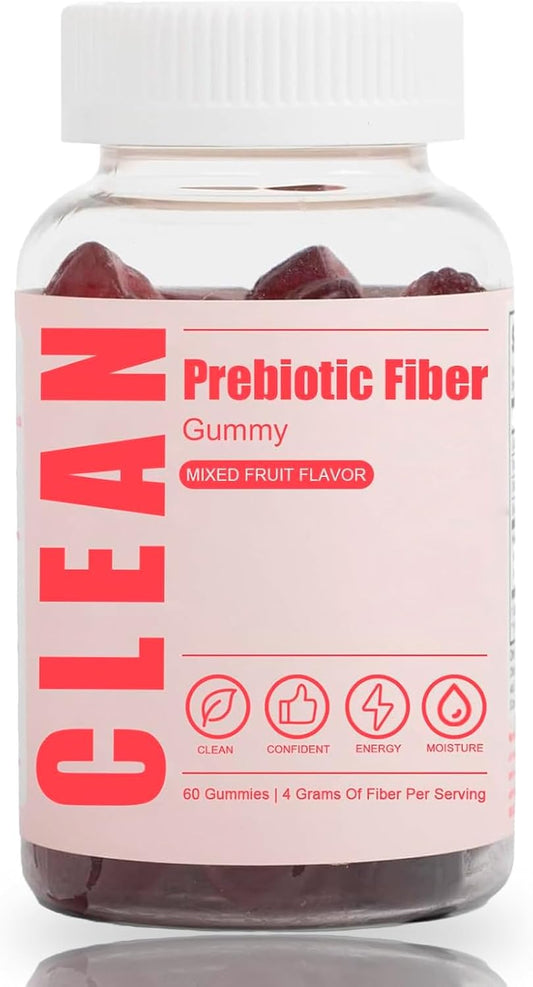 Organic Prebiotic Fiber Gummies for Men - 60 Count - Digestive Gut Health Supplement with Clean Ingredients