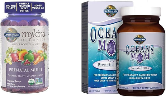 Organic Prenatal Gummies with Vitamin D3, B6, B12 & Fish Oil Supplement - Strawberry, 350mg