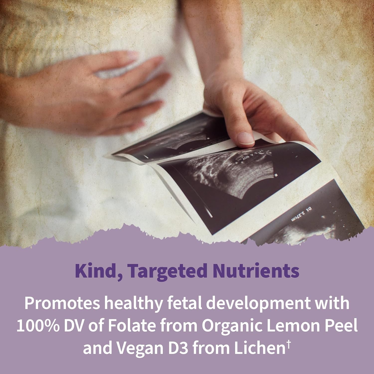 Organic Prenatal Gummies with Vitamin D3, B6, B12 & Fish Oil Supplement - Strawberry, 350mg