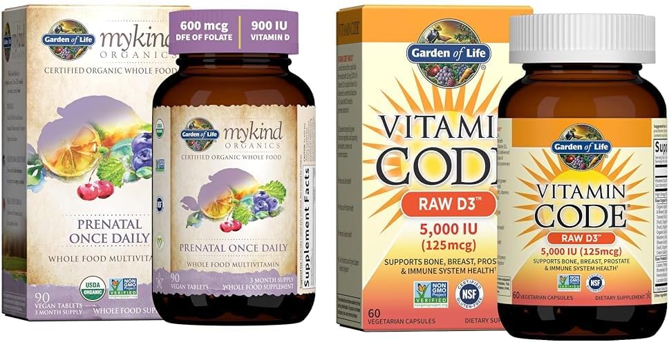 Organic Prenatal Vitamin with Folate for Energy, Healthy Fetal Development, and Vitamin D - Garden of Life Organics