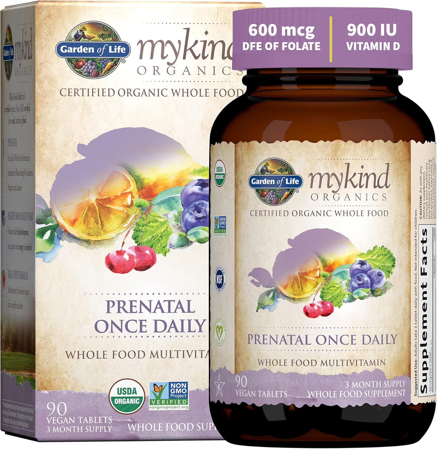 Organic Prenatal Vitamin with Folate for Energy, Healthy Fetal Development, and Vitamin D - Garden of Life Organics