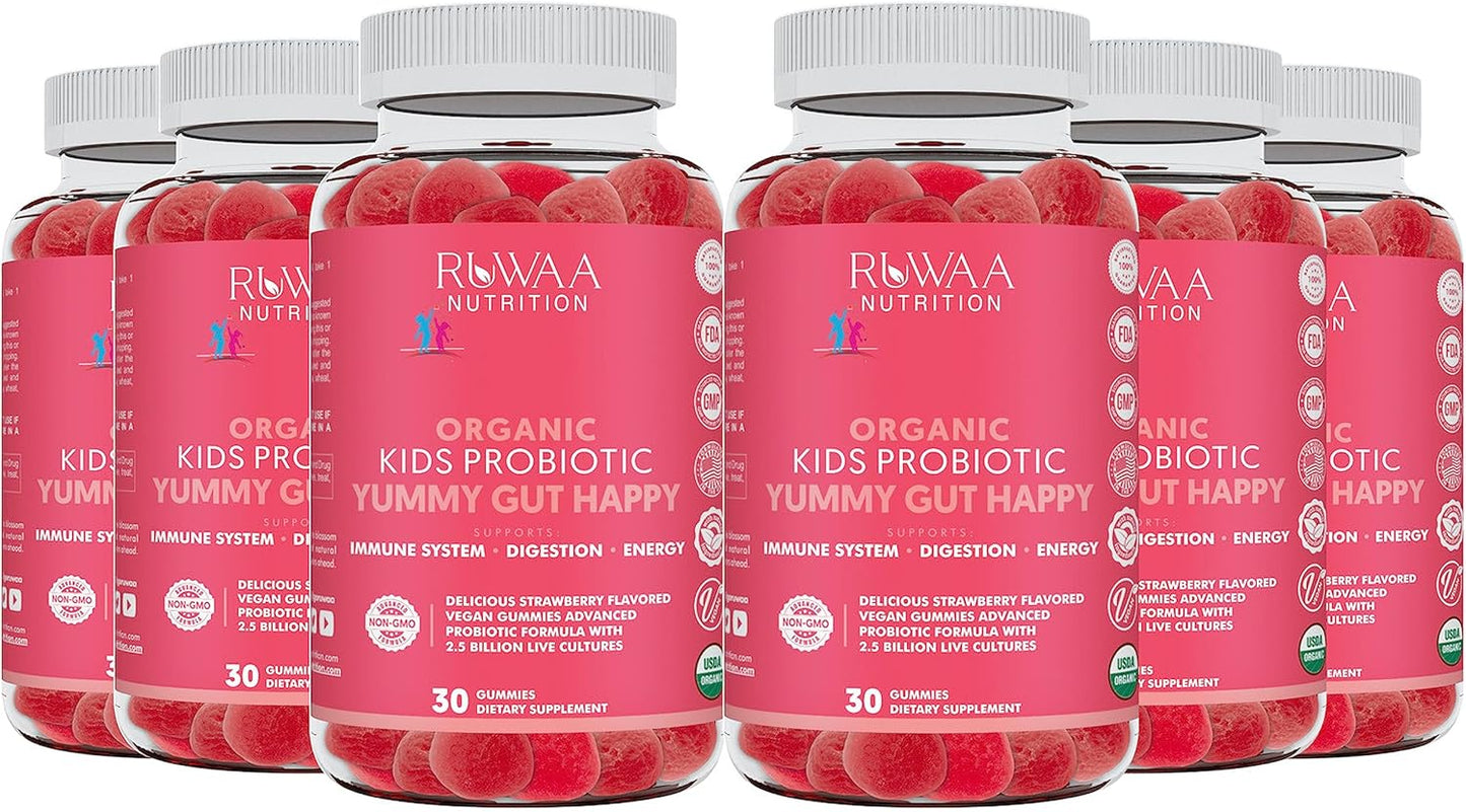Organic Probiotic Gummies for Kids - Daily Digestive Health Supplement for Children - Vegan Chewable Probiotic Prebiotic Gummies - 120ct