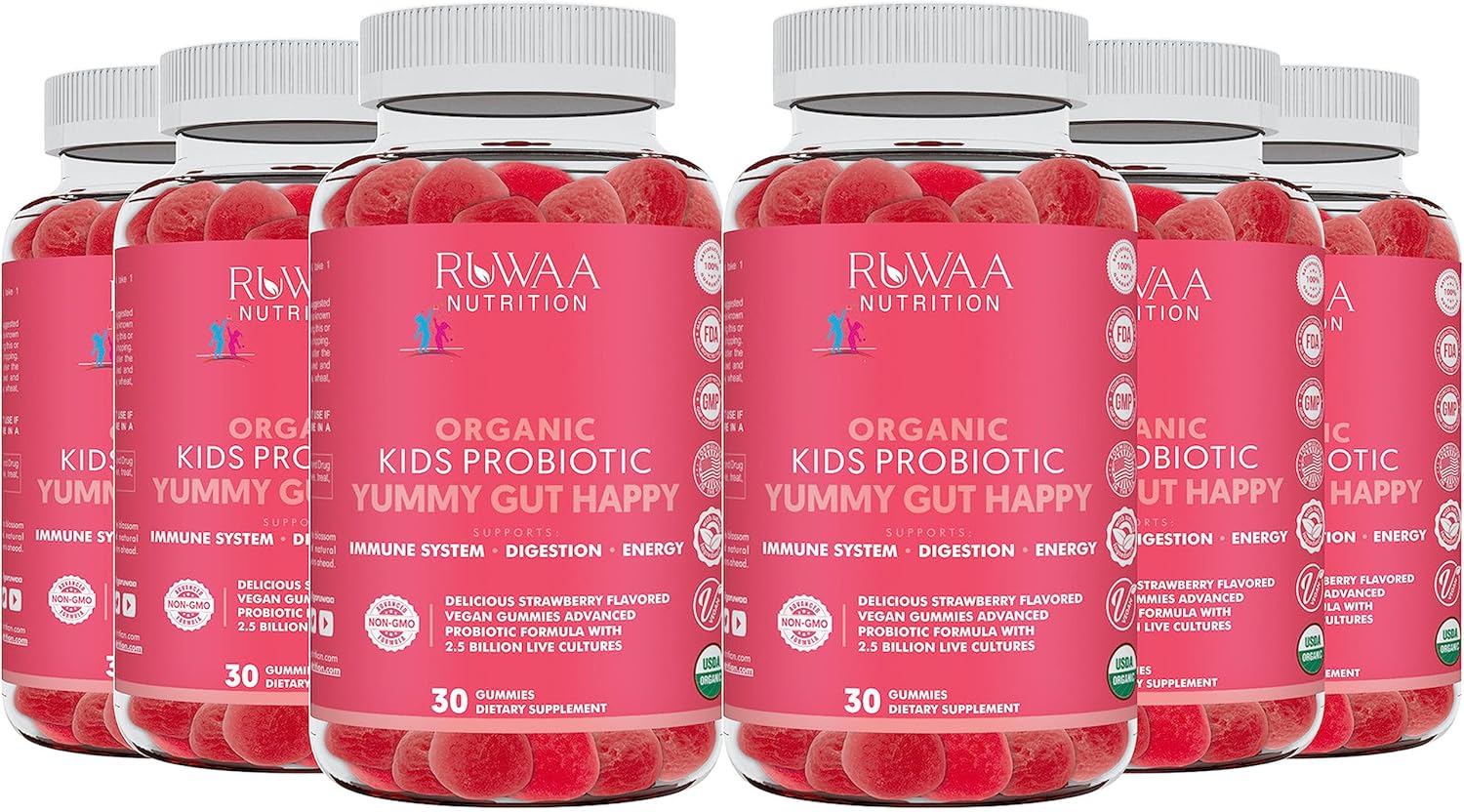 Organic Probiotic Gummies for Kids - Daily Digestive Health Supplement for Children - Vegan Chewable Probiotic Prebiotic Gummies - 120ct