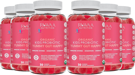 Organic Probiotic Gummies for Kids - Daily Digestive Health Supplement for Children - Vegan Chewable Probiotic Prebiotic Gummies - 120ct
