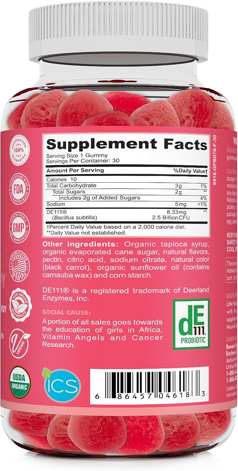 Organic Probiotic Gummies for Kids - Daily Digestive Health Supplement for Children - Vegan Chewable Probiotic Prebiotic Gummies - 120ct