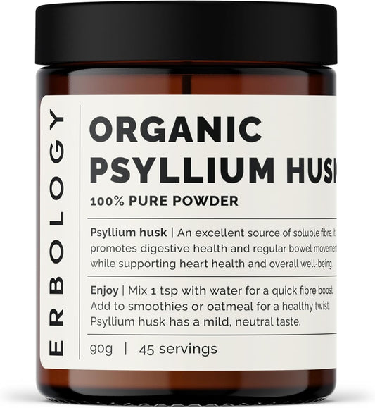 Organic Psyllium Husk Powder 3.2 oz - 45 Servings - Digestive Health Support - Sustainably Sourced from India - Small Batch Vegan Supplement