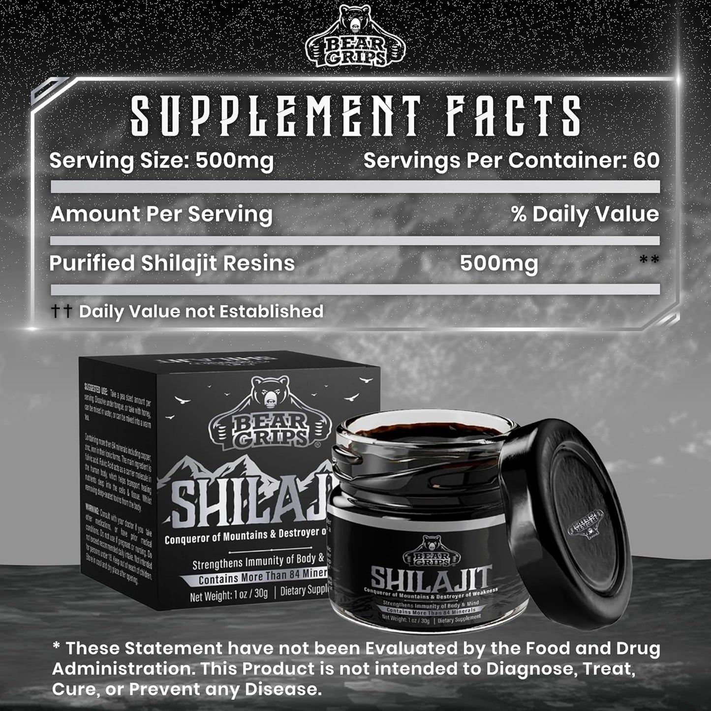 Organic Pure Himalayan Shilajit Supplement with 85+ Trace Minerals - 30g Resin for Men - Boost Metabolism and Immune System