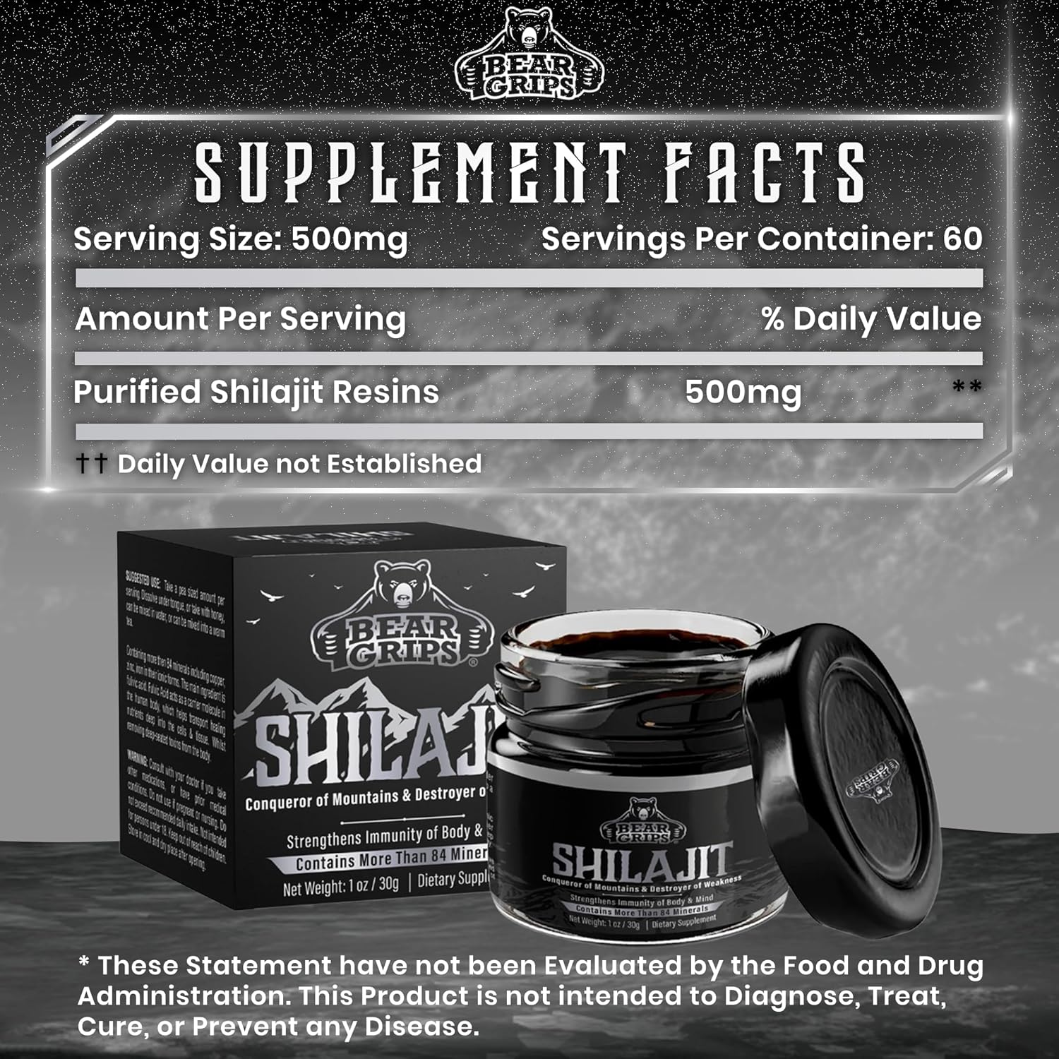 Organic Pure Himalayan Shilajit Supplement with 85+ Trace Minerals - 30g Resin for Men - Boost Metabolism and Immune System
