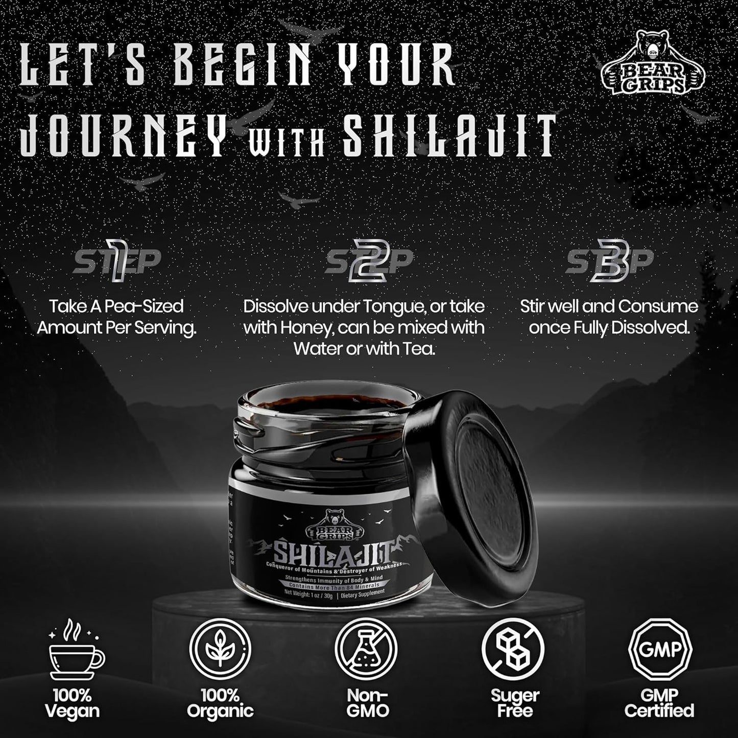Organic Pure Himalayan Shilajit Supplement with 85+ Trace Minerals - 30g Resin for Men - Boost Metabolism and Immune System