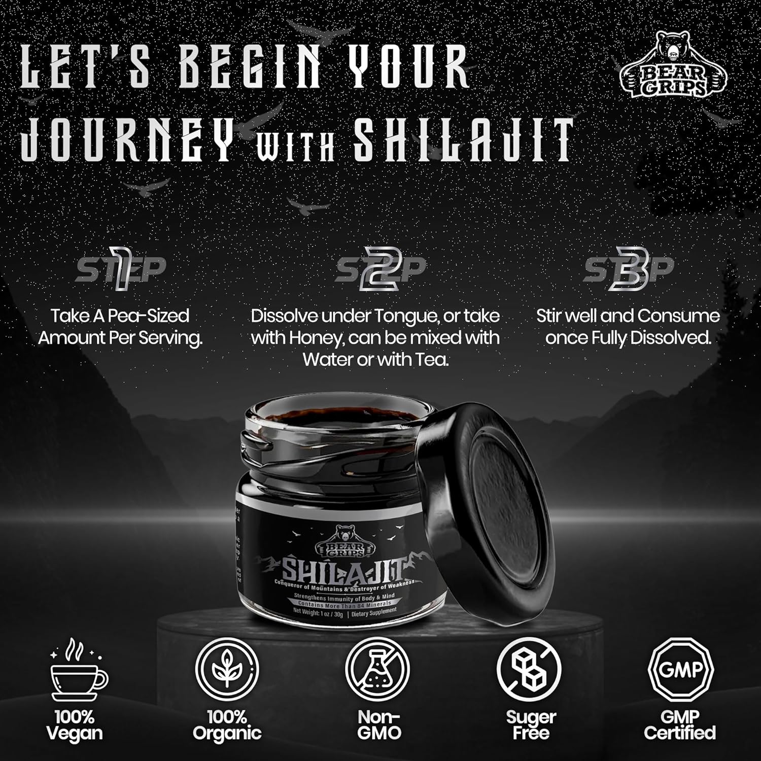 Organic Pure Himalayan Shilajit Supplement with 85+ Trace Minerals - 30g Resin for Men - Boost Metabolism and Immune System
