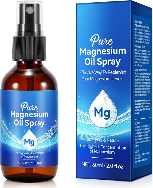 Organic Pure Magnesium Oil Spray for Relaxing Muscles - Natural Body Spray for Feet - Rejuvenating 100% Magnesium Spray