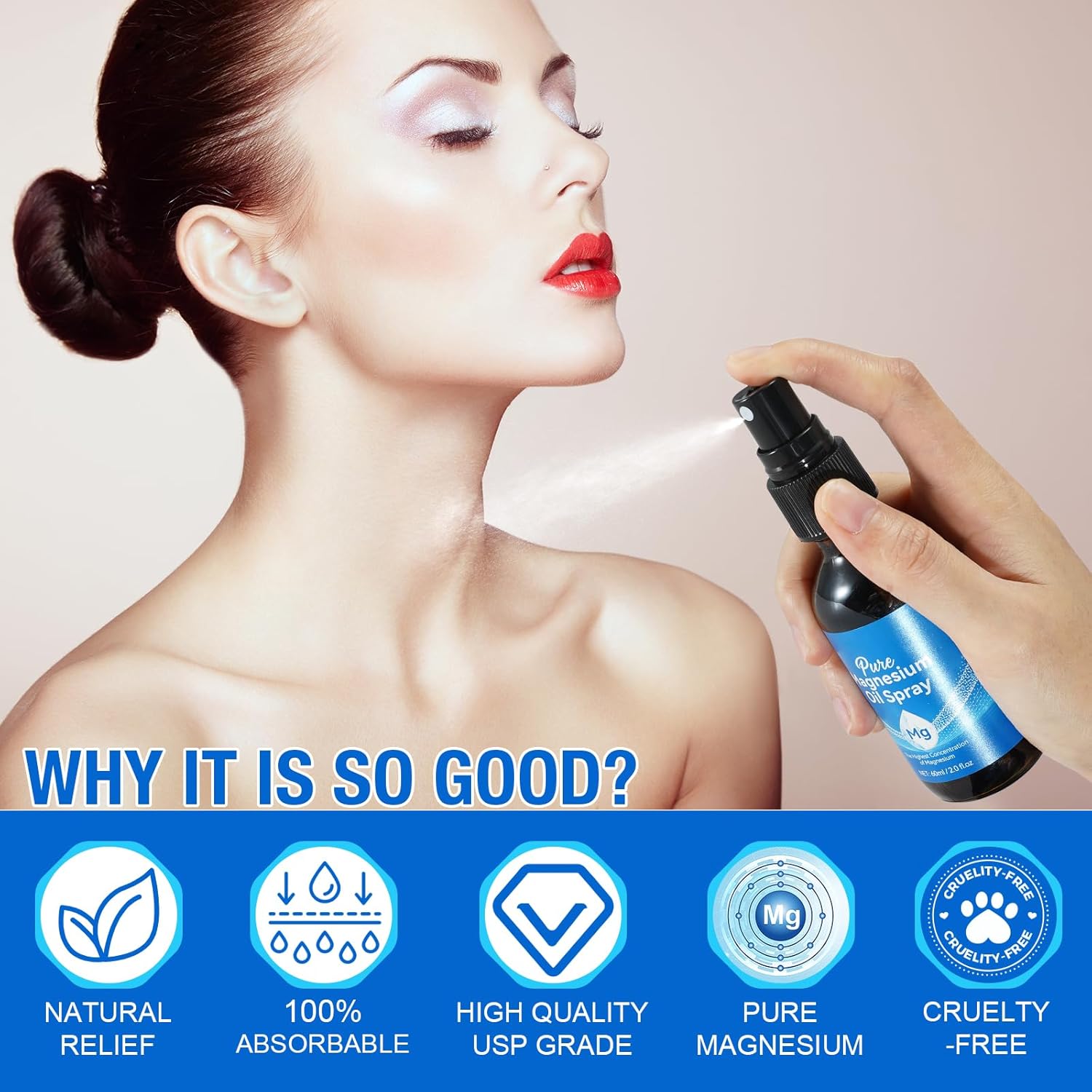 Organic Pure Magnesium Oil Spray for Relaxing Muscles - Natural Body Spray for Feet - Rejuvenating 100% Magnesium Spray
