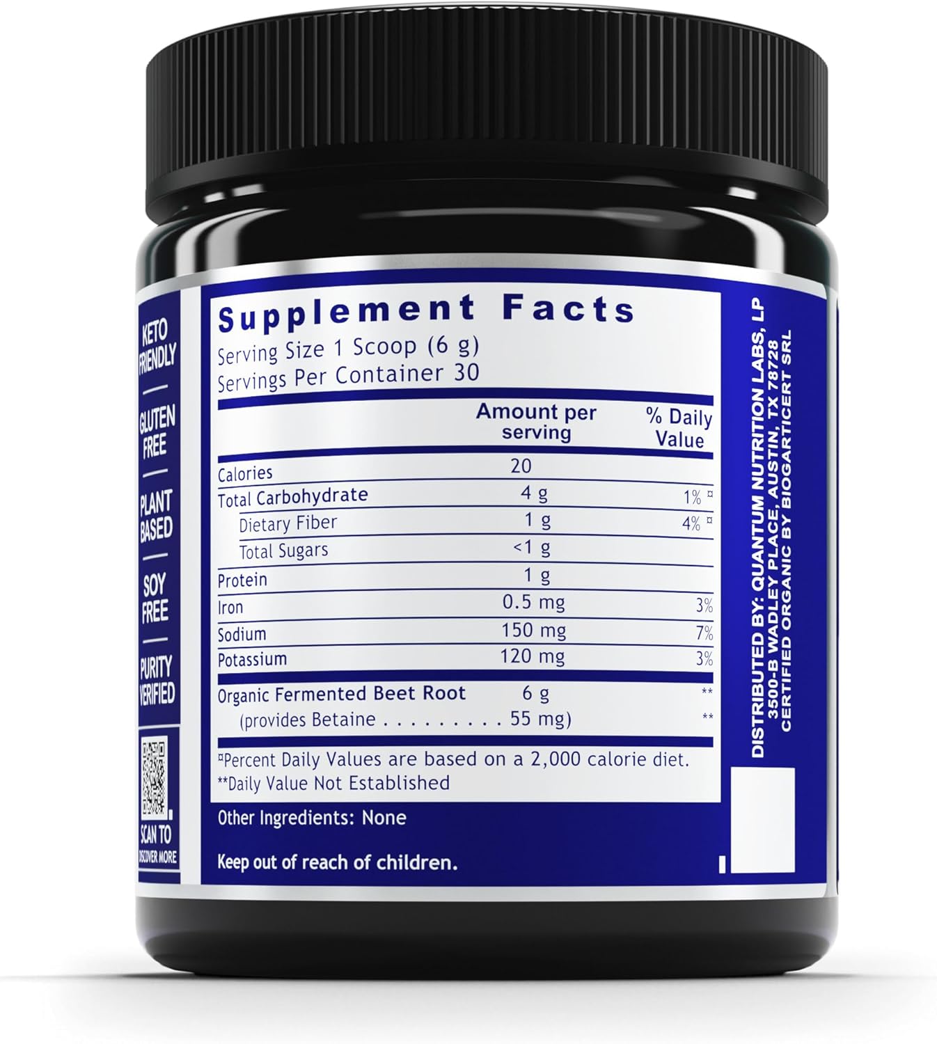 Organic QNL Qultured Fermented Beet Root Powder for Heart Health and Immune Support - Vegan Nitrate-Rich Supplement - 6.3 oz