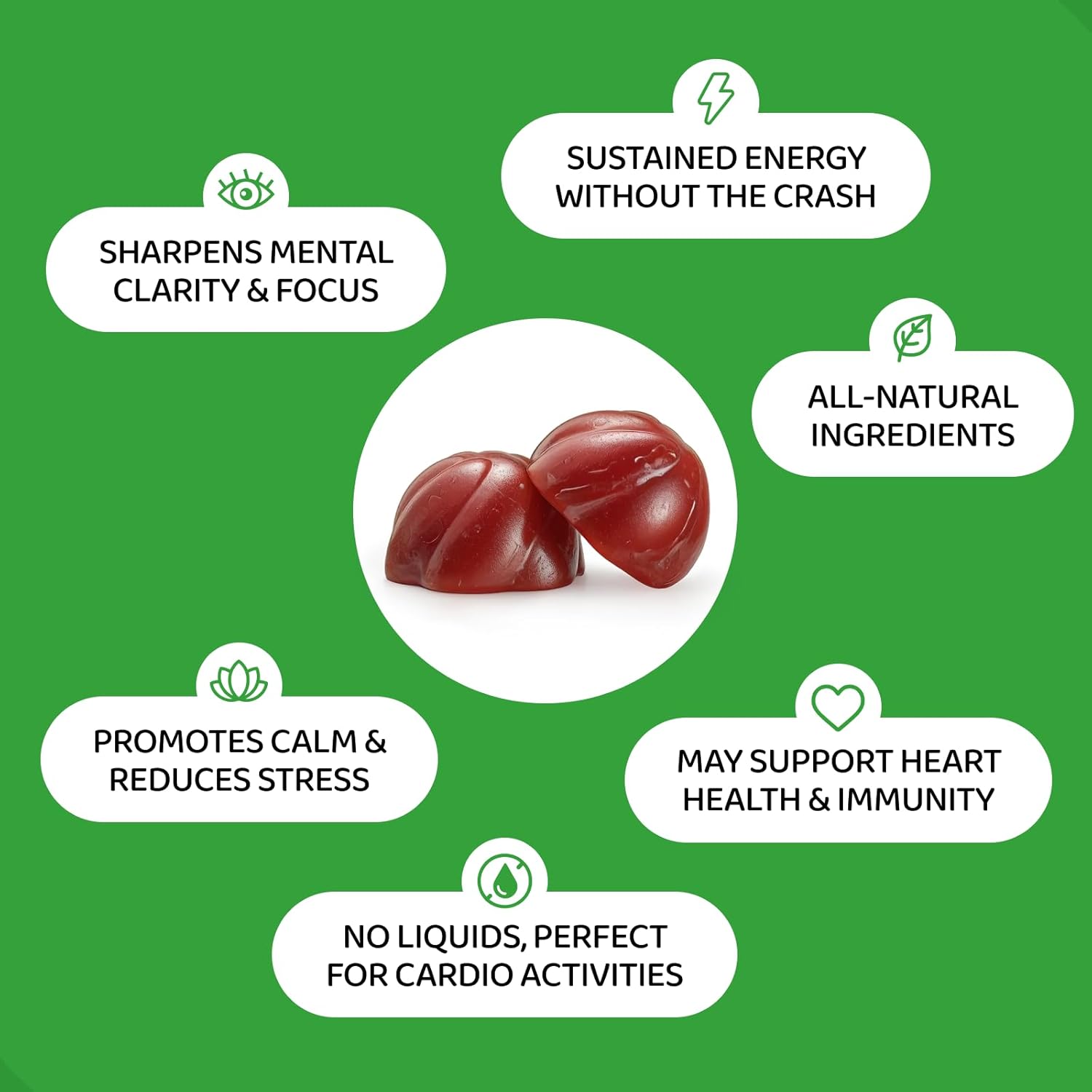 Organic Quince Yerba Mate Gummies - Caffeine-Free, Vegan, Non-GMO, Gluten-Free, Kosher. 50 Delicious Supplement Gummies.