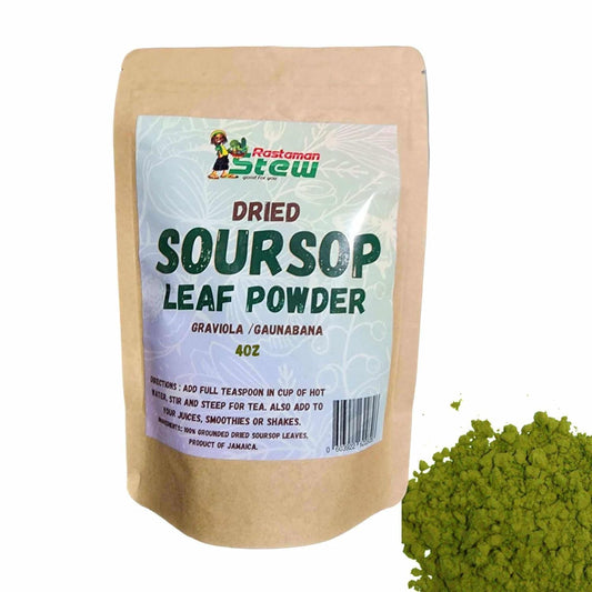 Organic RastaMan Stew Soursop Tea Powder - Pure Graviola Leaf Extract, Rich in Antioxidants - No Preservatives, 4oz