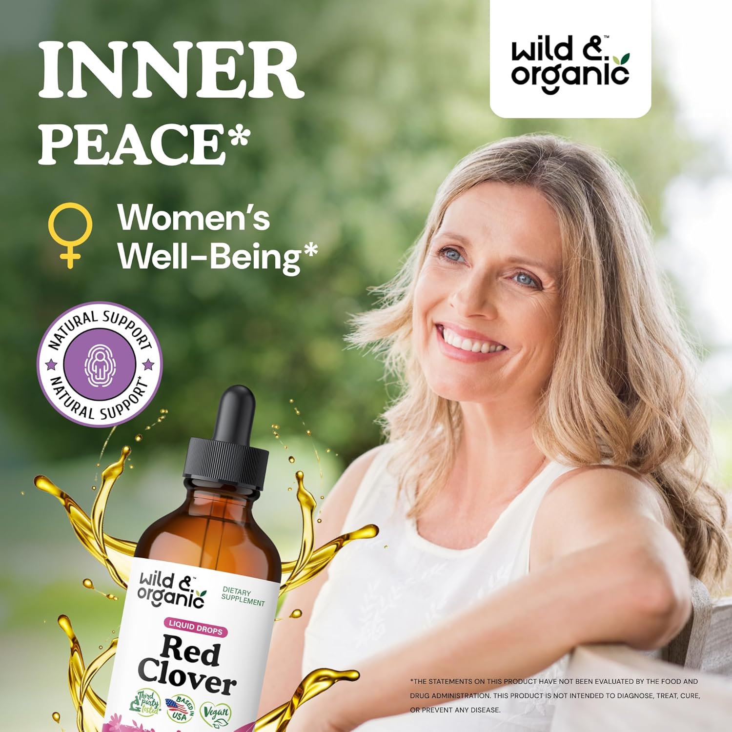 Organic Red Clover Tincture 600mg - Liquid Herbal Supplement for Women - 2-Month Supply - Vegan & Alcohol-Free - 4 fl oz