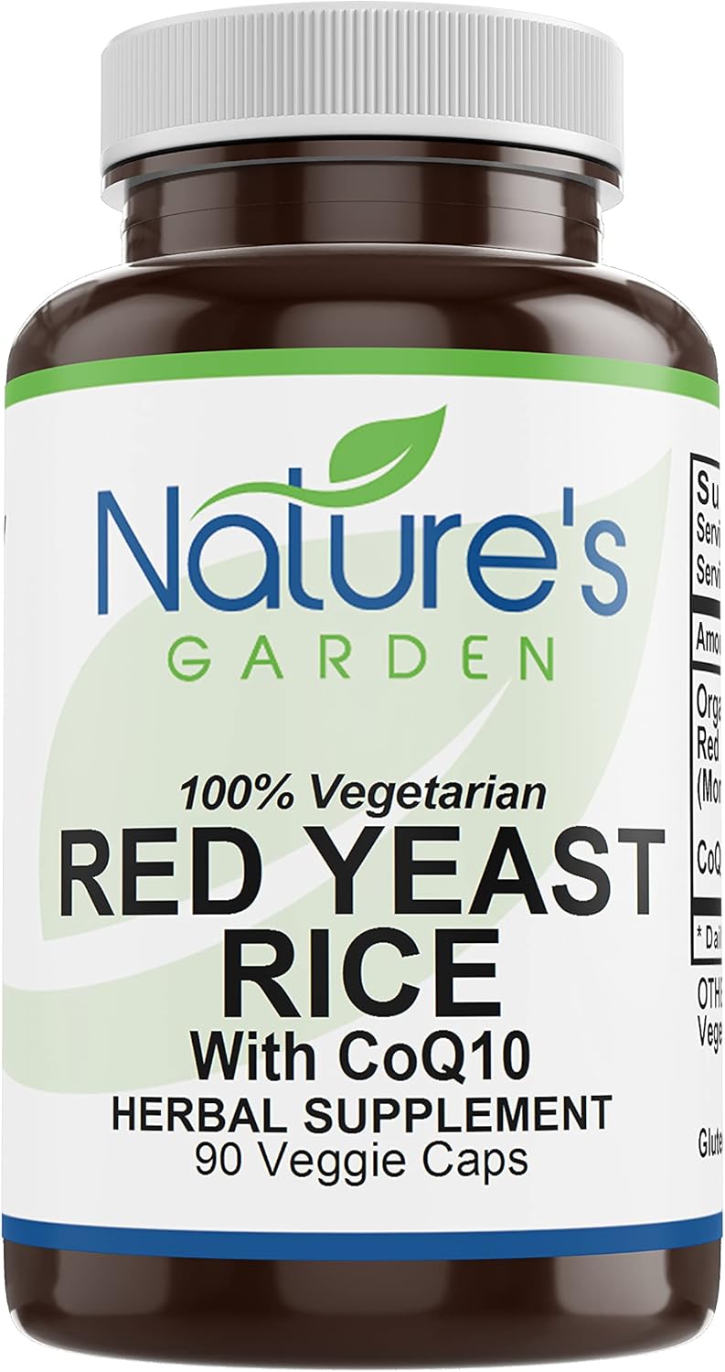 Organic Red Yeast Rice with CoQ10 Capsules - Natural Cholesterol Support from NATURE'S GARDEN ESSENTIALS