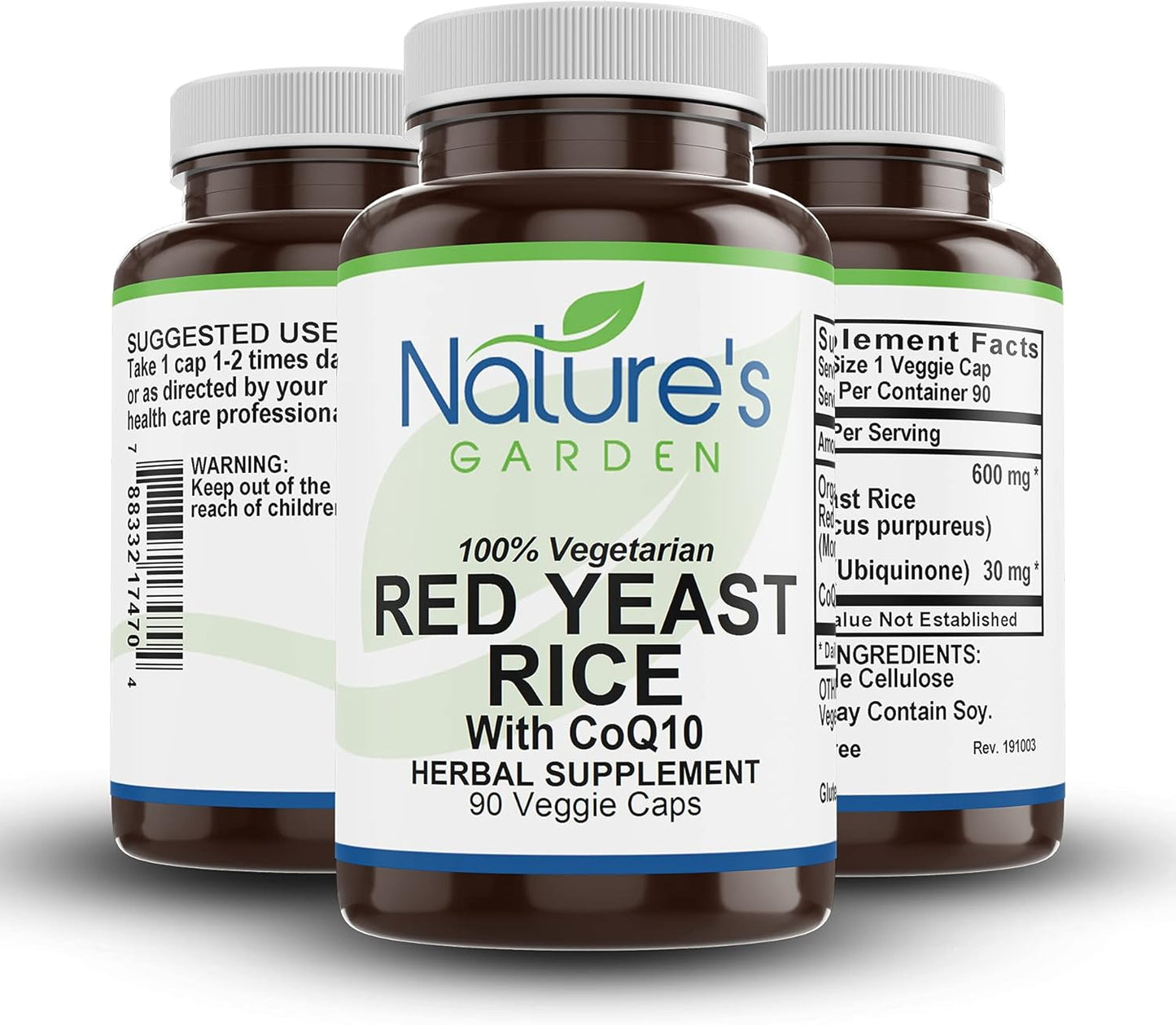 Organic Red Yeast Rice with CoQ10 Capsules - Natural Cholesterol Support from NATURE'S GARDEN ESSENTIALS